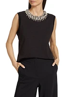 Brielle Imitation Pearl-Necklace Sleeveless Top