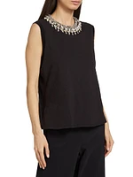 Brielle Imitation Pearl-Necklace Sleeveless Top