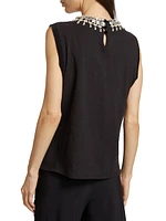 Brielle Imitation Pearl-Necklace Sleeveless Top