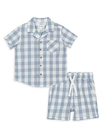 Baby Boy's, Little Boy's & Gingham Plaid Short-Sleeve Poplin Shirt Shorts Set