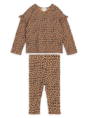 Baby Girl’s Leopard Cotton-Blend T-Shirt & Leggings Set