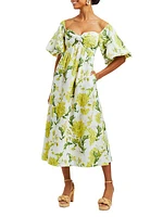 Emilie Off-The-Shoulder Linen-Blend Midi-Dress