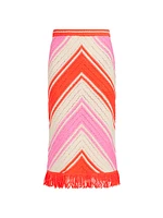 Chevron Fringe Midi-Skirt