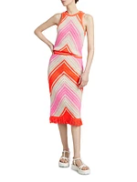 Chevron Fringe Midi-Skirt