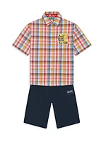 Little Boy's & Plaid Short-Sleeve Shirt