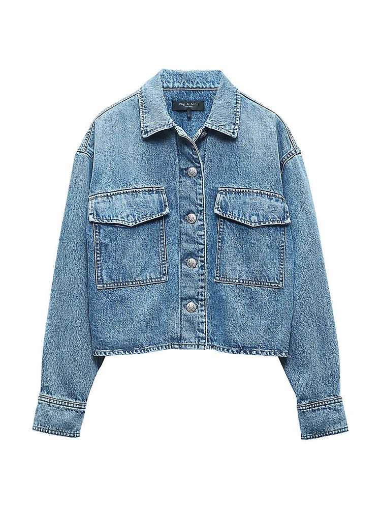 Jaiden Denim Button-Front Shirt Jacket