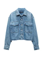 Jaiden Denim Button-Front Shirt Jacket