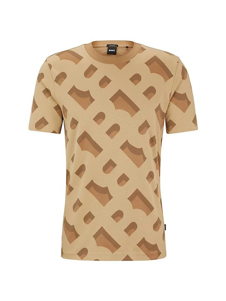 Monogram-Jacquard T-Shirt in Mercerized Stretch Cotton