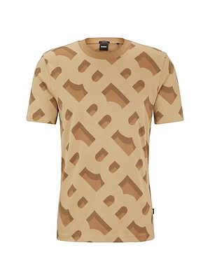 Monogram-Jacquard T-Shirt in Mercerized Stretch Cotton