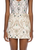 Alma Luna Printed Linen Miniskirt