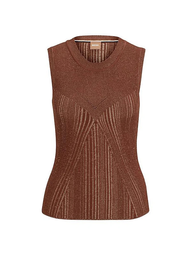 Sleeveless Knitted Top with Ribbed Structure