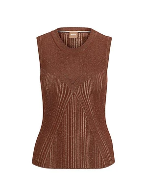 Sleeveless Knitted Top with Ribbed Structure