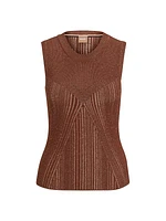 Sleeveless Knitted Top with Ribbed Structure