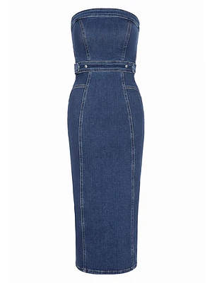 Denim Tube Midi Dress