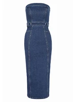 Denim Tube Midi Dress