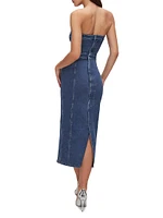 Denim Tube Midi Dress