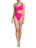 France Laser-Cut One-Shoulder One-Piece Swimsuit