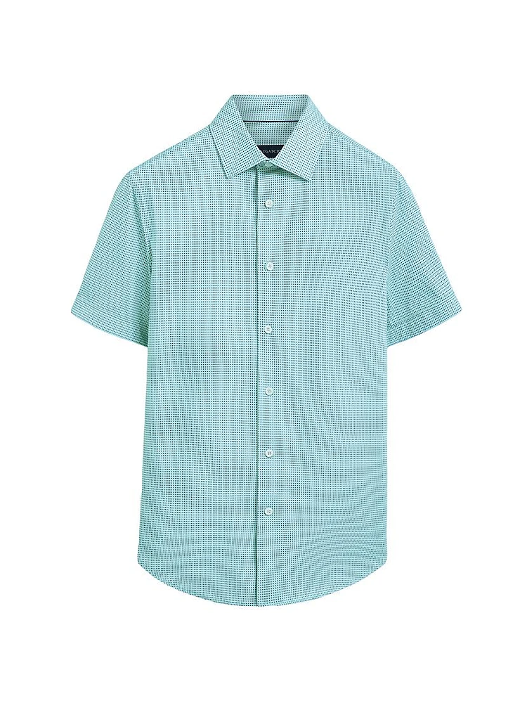 Ooohcotton Miles Pin Dot Cotton-Blend Short-Sleeve Shirt