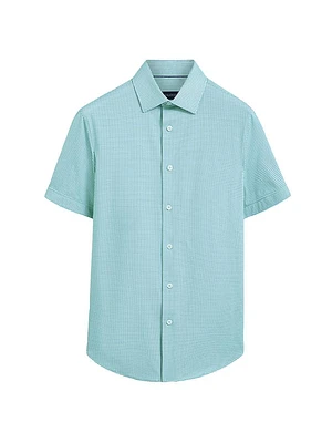 Ooohcotton Miles Pin Dot Cotton-Blend Short-Sleeve Shirt