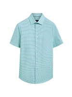 Ooohcotton Miles Pin Dot Cotton-Blend Short-Sleeve Shirt