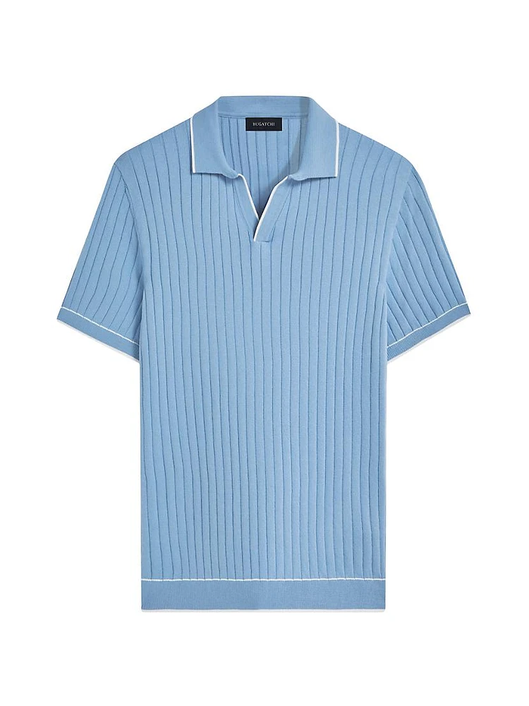 Johnny Rib-Knit Short-Sleeve Polo Sweater
