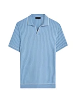 Johnny Rib-Knit Short-Sleeve Polo Sweater