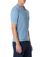 Johnny Rib-Knit Short-Sleeve Polo Sweater