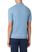 Johnny Rib-Knit Short-Sleeve Polo Sweater