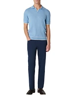 Johnny Rib-Knit Short-Sleeve Polo Sweater