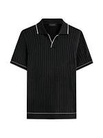 Johnny Rib-Knit Short-Sleeve Polo Sweater