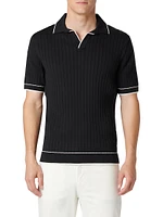 Johnny Rib-Knit Short-Sleeve Polo Sweater