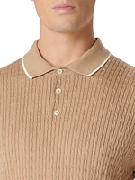 Cotton-Blend Short-Sleeve Polo Sweater