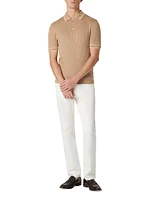 Cotton-Blend Short-Sleeve Polo Sweater