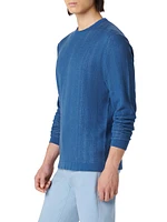 Cotton & Silk Long-Sleeve Crewneck Sweater