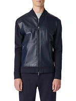 Leather Zip-Up Bomber Jacket