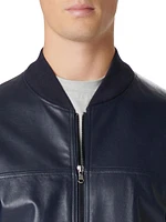 Leather Zip-Up Bomber Jacket