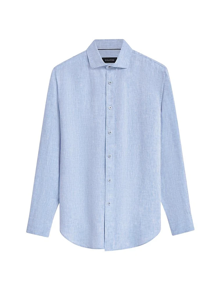 Linen Long-Sleeve Button-Up Shirt