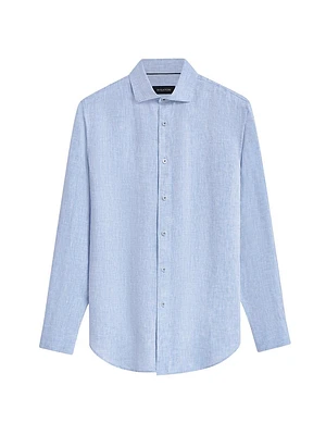 Linen Long-Sleeve Button-Up Shirt