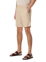 Linen & Cotton-Blend Elasticized Shorts