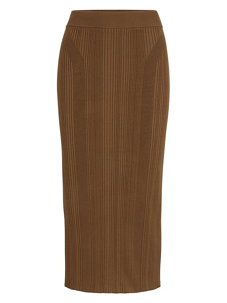 Knitted Pencil Skirt with Ribbed Structure