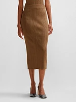 Knitted Pencil Skirt with Ribbed Structure