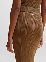 Knitted Pencil Skirt with Ribbed Structure