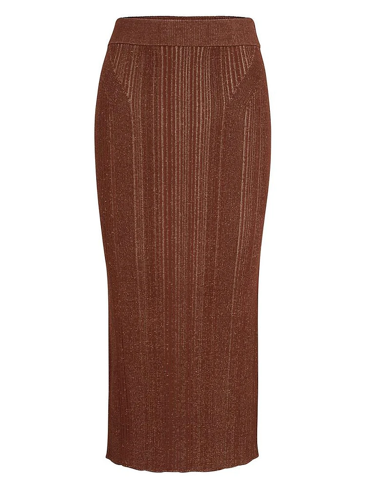 Knitted Pencil Skirt with Ribbed Structure