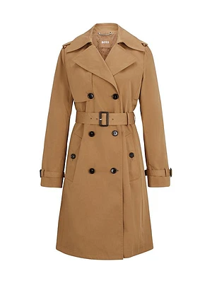 Regular-Fit Trench Coat with Buckled Belt