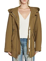 Twill Drawstring Parka Coat