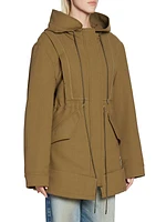 Twill Drawstring Parka Coat