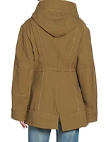 Twill Drawstring Parka Coat