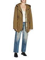 Twill Drawstring Parka Coat