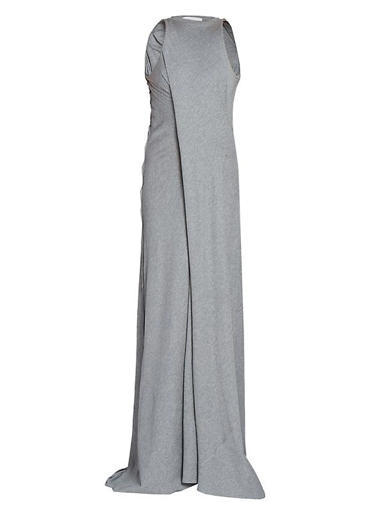 Draped Jersey Sleeveless Maxi Dress