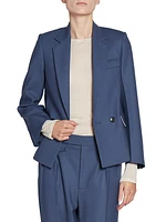 Shrunken Wool-Blend Double-Breasted Blazer